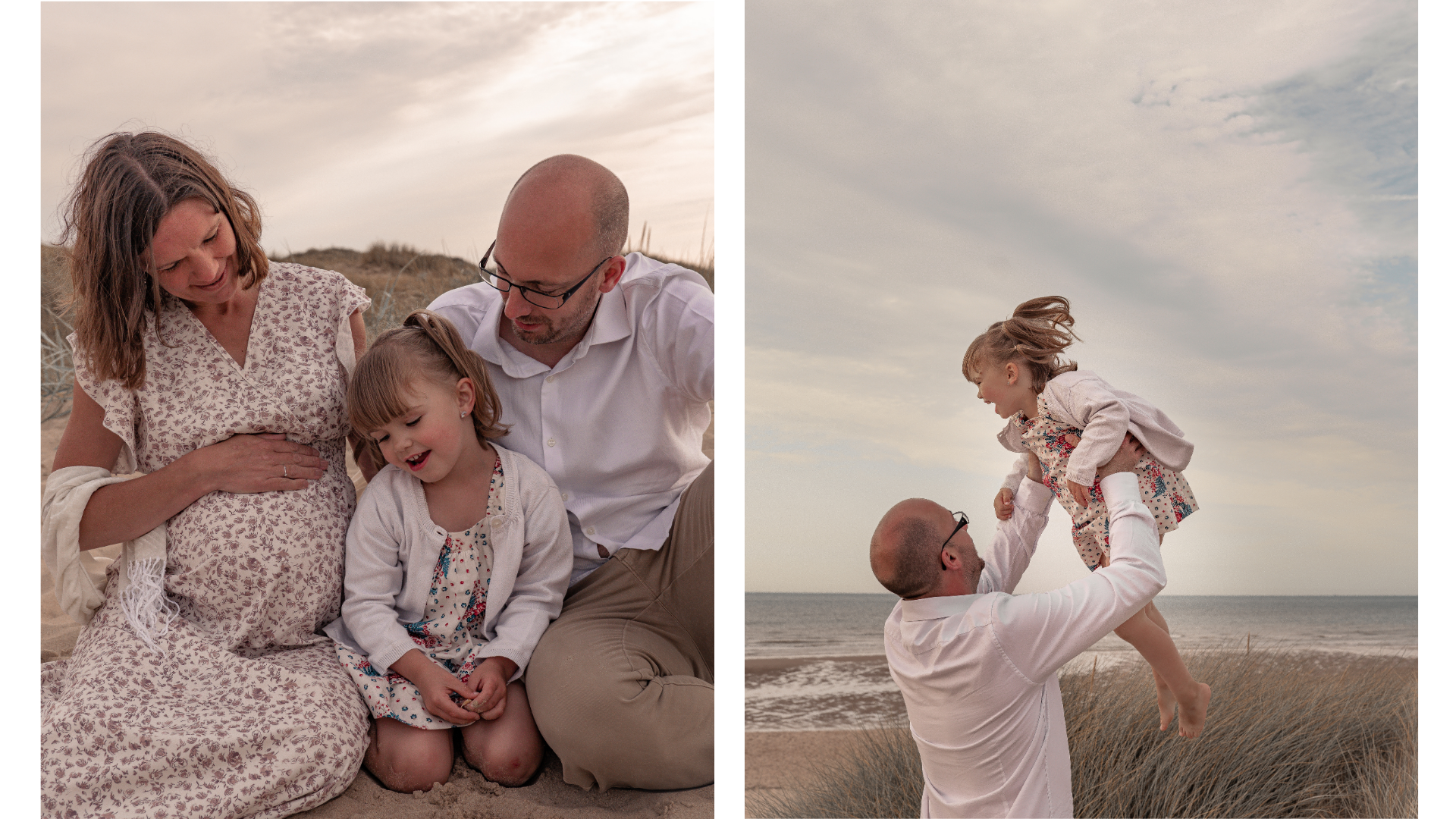 collage photo de famille lifestyle à la plage